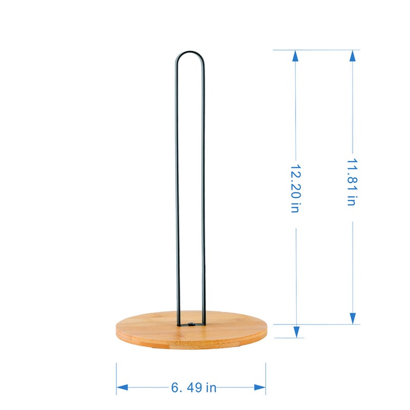 TIEYIPIN Paper Towel Holder, Countertop Roll Stand with Anti-Skid Wooden Bamboo Base for Kitchen, Cabinet, Table - Image 5
